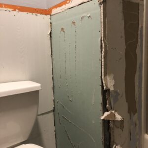 Removed unsightly paneling throughout bathroom in an older condo.