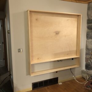 Decorative way to hide audio/video equipment and wires.  Made with top grade pine.